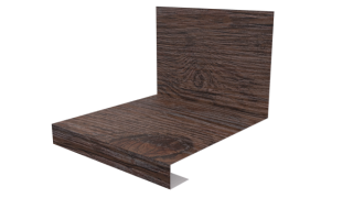 Планка примыкания нижняя к трубе фальц 140x200 мм, Морёный дуб 3D
