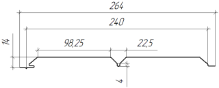 Л-брус 264/240х0,45 мм, Дуб Локарно 3D