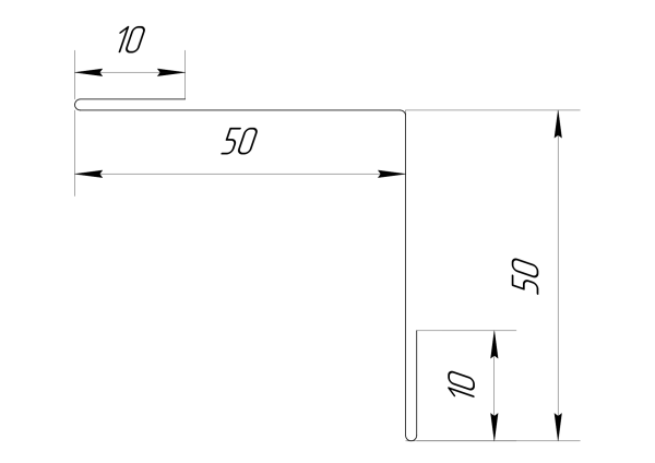 Планка угла внутреннего 50x50x2000 мм, Картэн