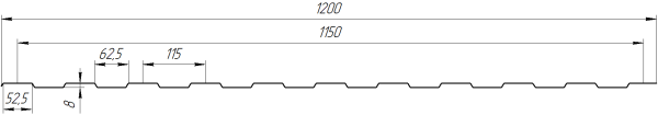 Профнастил С8 1200/1150x0,5 мм, цинк