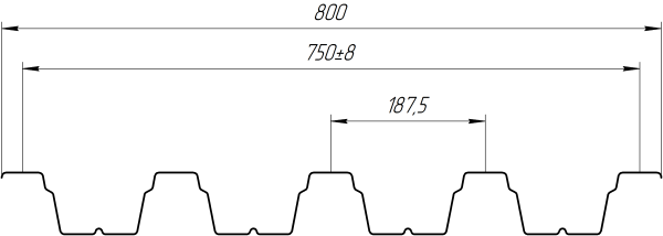 Профнастил Н75 800/750x0,6 мм, цинк